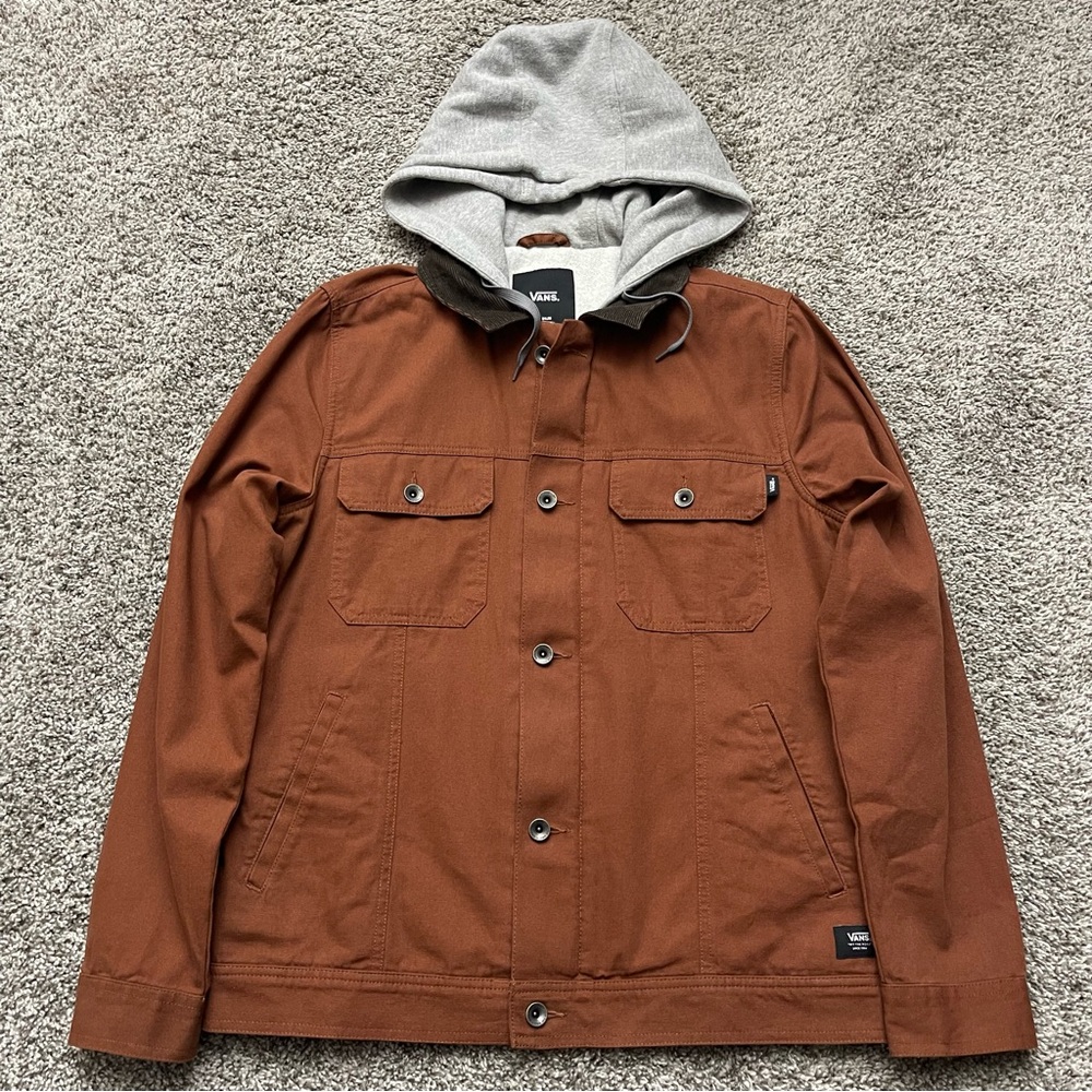 Vans Canvas Sherpa-Lined Hooded Workwear Jacket Brown Men’s Medium